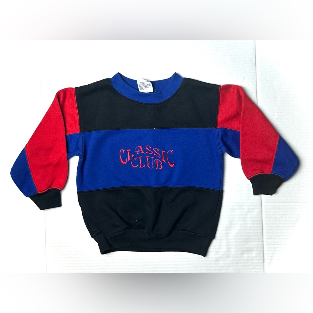 Vintage French Toast Kids Boys 4T Color Block Blue Red Sweatshirt Crewneck 90s‎
